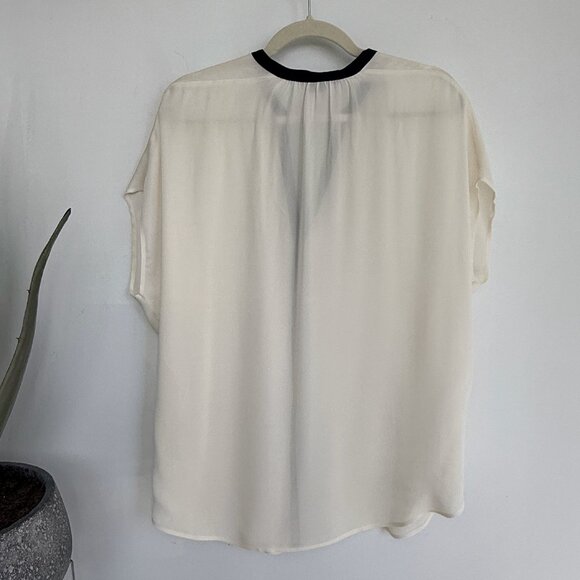 Vince dolman sleeve contrast trim placket silk button down blouse Large - Picture 7 of 8